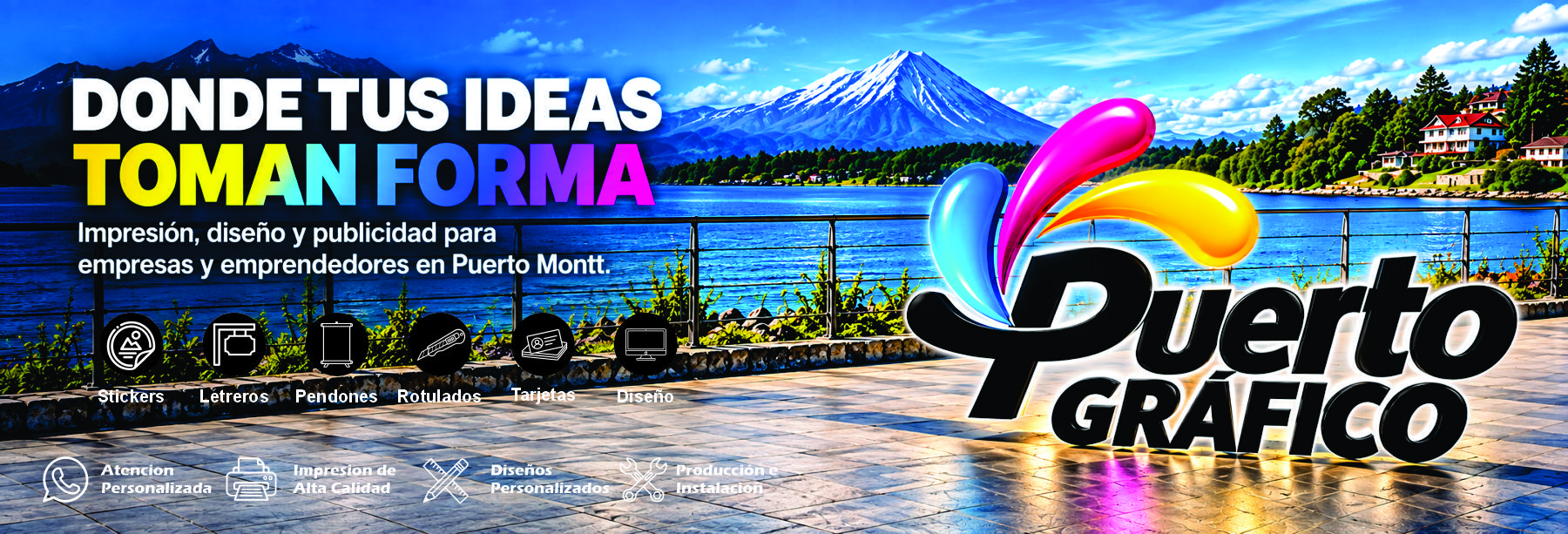 Puerto Gráfico: stickers, letreros, pendones, tarjetas y diseño gráfico en Puerto Montt